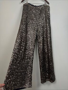 168. Gold sequin wide leg pants banana republic